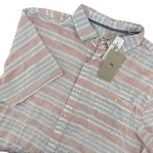 New Tommy Bahama Button Up Shirt Striped Short Sleeve Casual XXL - Picture 1 of 7