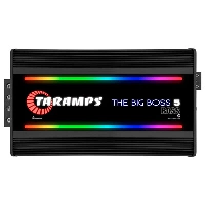 TARAMP'S USA DEALER-Taramps The Big Boss 5 Bass Black Mono Amp RGB, 0.5-2 OHMS, 5000W