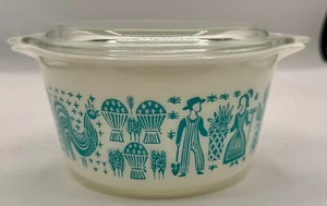 Pyrex Butterprint Amish Auflaufform: 3,25" x 6,25" * mit Deckel * 24288E S133 - Bild 1 von 6