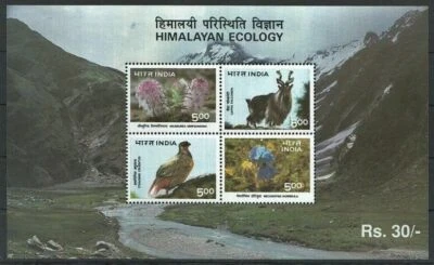 INDIA 1996 Himalayan Ecology Birds Fauna Flower Nature Animals Miniature sheet - Image 1 of 2
