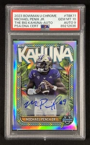 Michael Penix Jr /150 The Big Kahuna Auto 2023 PSA 10 Auto 9 Bowman U Cromo - Foto 1 di 14