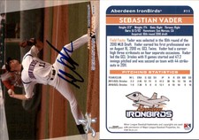 Sebastian Vader Signed 2012 Grandstand Aberdeen IronBirds Card Auto AU