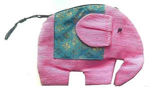 Pink girls elephant shaped soft cotton coin purse with neck strap - Picture 1 of 3