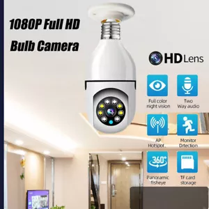 1080P HD IP Camera E27 Bulb Socket Wireless Night/Day LED IR Color Security Cam - Picture 1 of 10