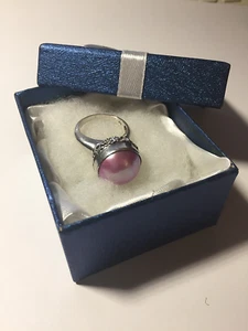 925 Sterling Silver Pink Mabe Pearl Solitaire BALI Ring, Size 9.0. - Picture 1 of 6