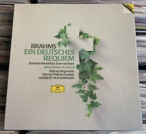 BRAHMS EIN DEUTSCHES REQUIEM Herbert Von Karajan VINYL 2 x LP Box Set BRUCKNER - Picture 1 of 15