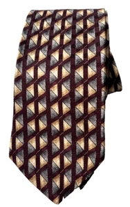 Hill & Archer 100% Silk Men's Tie Brown Silver Geometric 58x3 3/4" - Picture 1 of 4