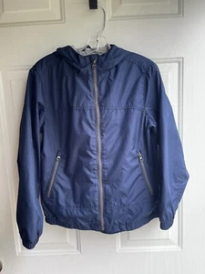 Gap Kids Size M Medium Zip Up Hooded Rain Jacket Lined Navy Blue - Picture 1 of 3
