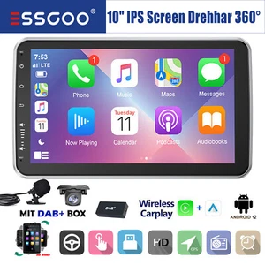 10" Android 13 Carplay Autoradio DAB+ GPS Nav Kamera 1 DIN Drehbarer Bildschirm - Bild 1 von 19