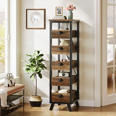 Wood Fruit and Vegetable Storage Rack, 5-Tier Narrow Snack Stand Kitchen Basket - Image 1 of 4