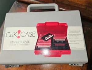 Clik Case Plastic 16 Cassette Tape travel Carrying Case gray + 16 Cassettes Tape - Picture 1 of 8