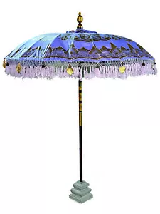 Bali Sonnenschirm Lila Gold Balinesischer Garten Regenschirm Handarbeit Outdoor Hochzeit - Bild 1 von 6