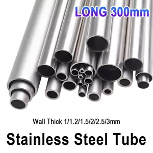 304 Stainless Steel Round Tube / Pipe Wall Thick 1/1.2/1.5/2/2.5/3mm, LONG 300mm - Picture 1 of 179