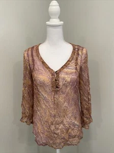 Ella Moss Boho Seide Schmetterling Print transparente Bluse Damen Größe Small - Bild 1 von 8