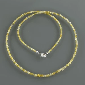 Natural 2-3mm Yellow Diamond Beads Nuggets Chain Necklace Raw Rough 18" Strand - Picture 1 of 6