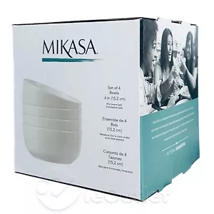 TOTALMENTE NUEVO Juego de 4 tazones de sopa y cereal Mikasa Samantha hueso blanco china de 6" nuevo en caja - Imagen 1 de 4