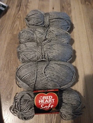 Total of 16.3 ozs of RED HEART SOFT in Light Grey Heather 100% Acrylic #4Med. - Image 1 of 4