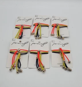 6 PACK SCUNCI PONYTAIL ADJUSTABLE TIES MULTICOLOR WITH BEADS - Picture 1 of 7