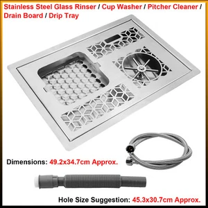 Silver Stainless Steel Automatic Glass Rinser / Washer / Drain Board / Drip Tray - Picture 1 of 19