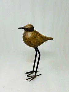 Vintage Holz Handgeschnitzt Vogel Statue Alt Holz Vogel Eisen Bein Schnabel Skulptur - Bild 1 von 5