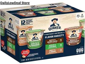 Quaker Instant Oatmeal Cups, Variety Pack, 19.8 oz, 12 CT Healthy Food FREE SHIP - Picture 1 of 3