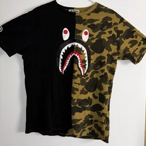 A Bathing Ape BAPE Tee Split Camo Black T-Shirt Size Large - Picture 1 of 2