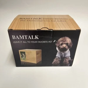 BAMTALK Natural bamboo Wood dog cat Urn For Ashes with photo frame sentimental - Picture 1 of 7