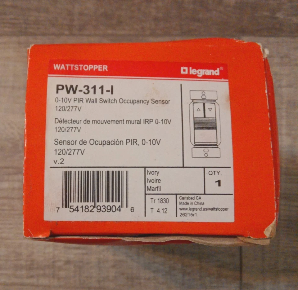 Legrand Wattstopper PW-311-I PIR Wall Switch Occupancy Sensor Ivory 120/277V - Image 1 of 2