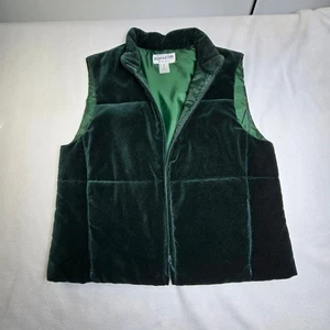 Y2k Pendleton Velvet Puffer Vest Womens Sz M Green Preppy Lagenlook Christmas - Picture 1 of 13
