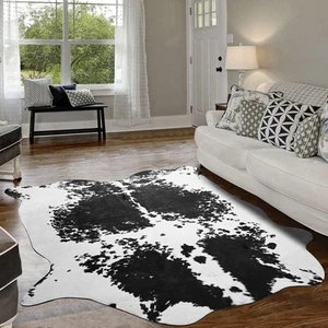 Cowhide Rug Western Decor, 4.6 x 5.2 Feet Premium Western Cow Print Rug, Larg... - Picture 1 of 9