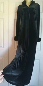 Maxi vestido de terciopelo negro Koji Yohji de colección l/s ribete de piel abertura ELASTIZADO GLAMWITCH M L - Imagen 1 de 9