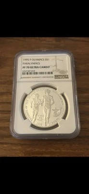 1995 P OLYMPICS PARALYMPICS COMMEMORATIVE PROOF SILVER DOLLAR NGC PF70 ULTRA CAM - Image 1 of 2