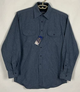 Pendleton NWT 100% Virgin Wool Flannel Field Shirt Medium M Long Sleeve Blue New - Picture 1 of 11