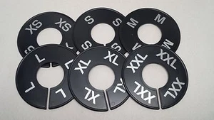 ROUND BLACK SIZE RING DIVIDER SILVER PRINT XS-XXL (2 PCS PER SIZE) 12 PCS TOTAL - Picture 1 of 1