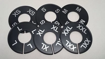 DISCOUNTSIZING ROUND BLACK SIZE RING DIVIDER SILVER PRINT XS-XXL (2 PCS PER SIZE) 12 PCS TOTAL
