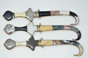 Set Of 3 Islamic Dagger Knife Handmade Authentic Jambiya Fixed Blade Gift Sword - Picture 1 of 3