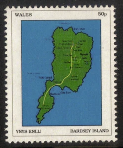 GB Local Cinderella Bardsey Island Ynys Enlli 2018 Bardsey Map PERF UNM 50p - Picture 1 of 2