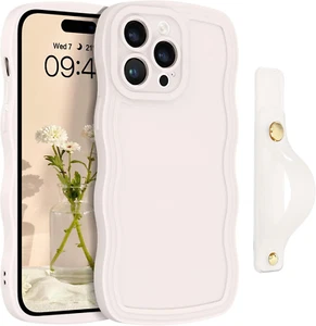 for iPhone 14 Pro Max Case with Wrist Strap, Cute Curly Wave Phone Case iPhone 1 - Picture 1 of 8