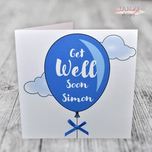 Personalised Get Well Soon Card Male Boys - Picture 1 of 8