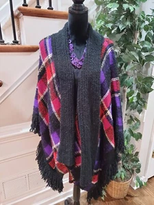 Lauren Ralph Lauren Women's Multi Plaid Acrylic Open Front Cardigan Sweater Sz L - Picture 1 of 15