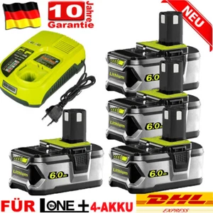 4X Für Ryobi Akku 18V 6,0AH Lithium ONE& Plus RB18L50 P108 RB18L40 /Ladegerät DE - Bild 1 von 24