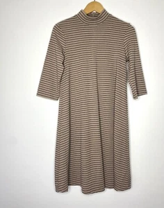 Ronni Nicole Brown Stripe High Neck Winter Dress Size Small - Picture 1 of 3