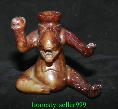 Castiçal de 4,3 pol. antiga dinastia Han natural urso de jade hetiano animal - Imagem 1 de 4