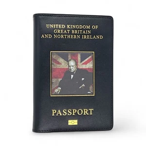 Cartera/soporte para pasaporte de viaje Winston Churchill de cuero genuino artesanal - Imagen 1 de 10