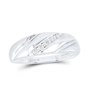 10kt White Gold Mens Round Diamond Wedding Band Ring 1/10 Cttw - Picture 1 of 1