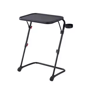 Adjustable Folding TV Tray With Cup Holder Black, 20.87"W x 14.76"D x 27.76"H - Picture 1 of 14