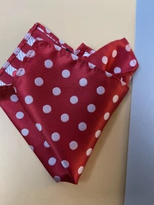 100% silk 9.5 RED and SILVER Polka Dots pocket square Luxury Refine Quality - Picture 1 of 3