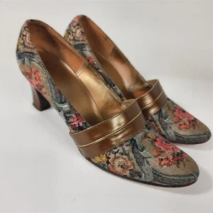Tacones bloque tapiz floral vintage Johansen talla 7 AA AAAA - Imagen 1 de 12