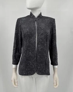 Alex Evenings Cardigan Jacket Charcoal Gray Glitter Formal 8 NEW NWOT N161 - Picture 1 of 2