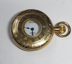 Arnex co inc half hunter pocket watch circa 1970s to1980 cold plated - Picture 1 of 12